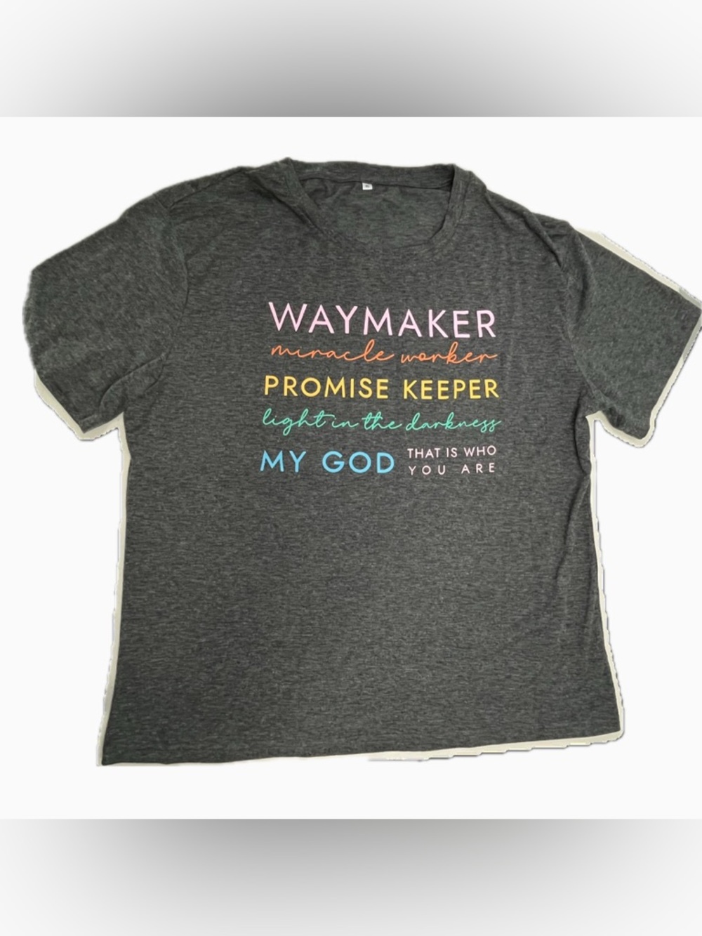 Waymaker Graphic Tee - Multicolor Text on Charcoal